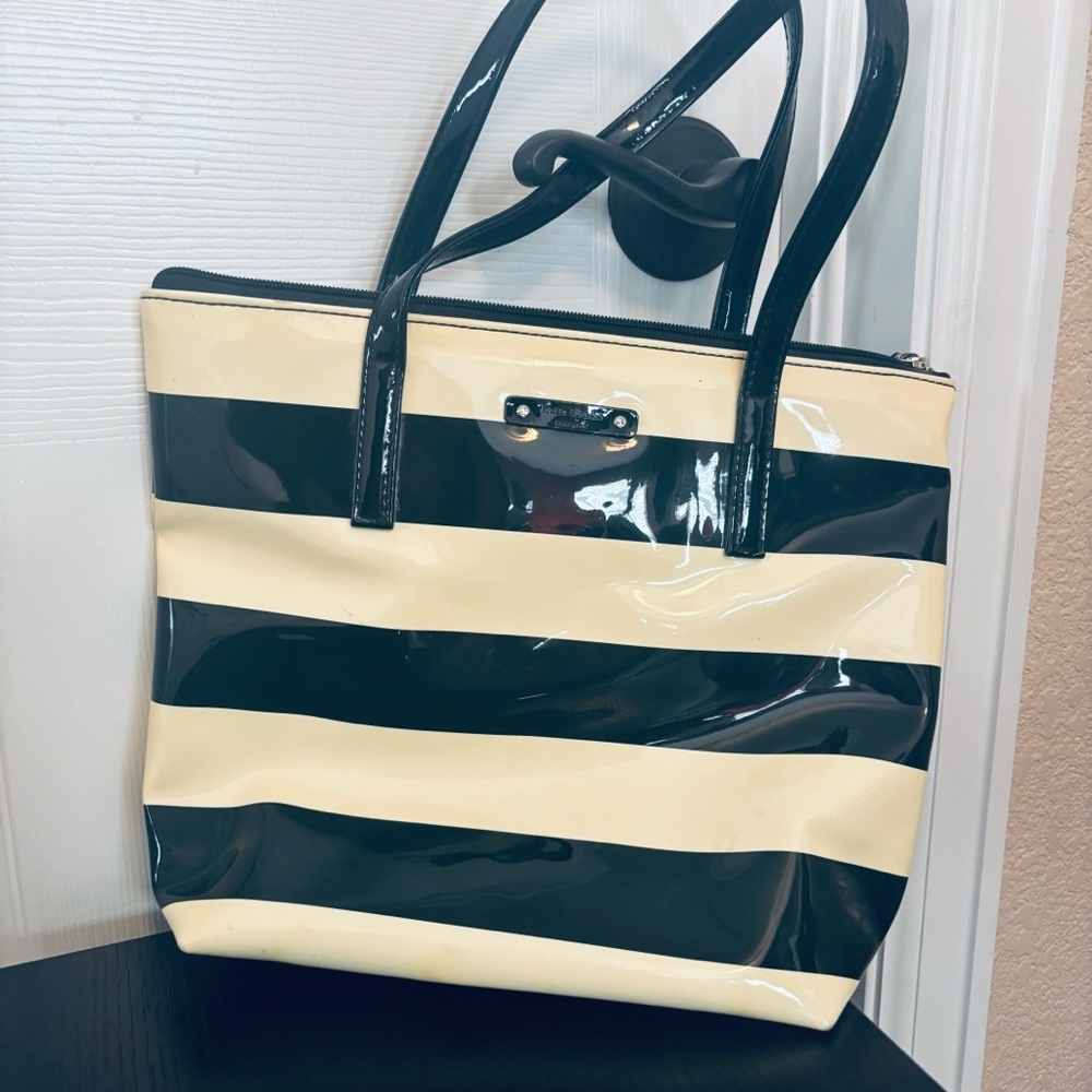Striped Black and Cream Tote Bag